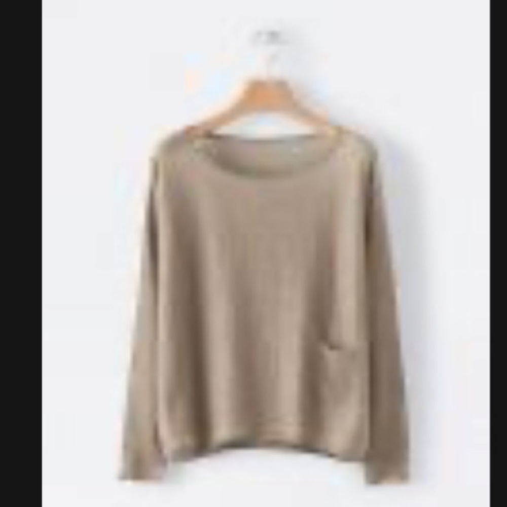 NWT Poetry Linen Cropped Long Sleeve Sweater, size 4/6, in taupe